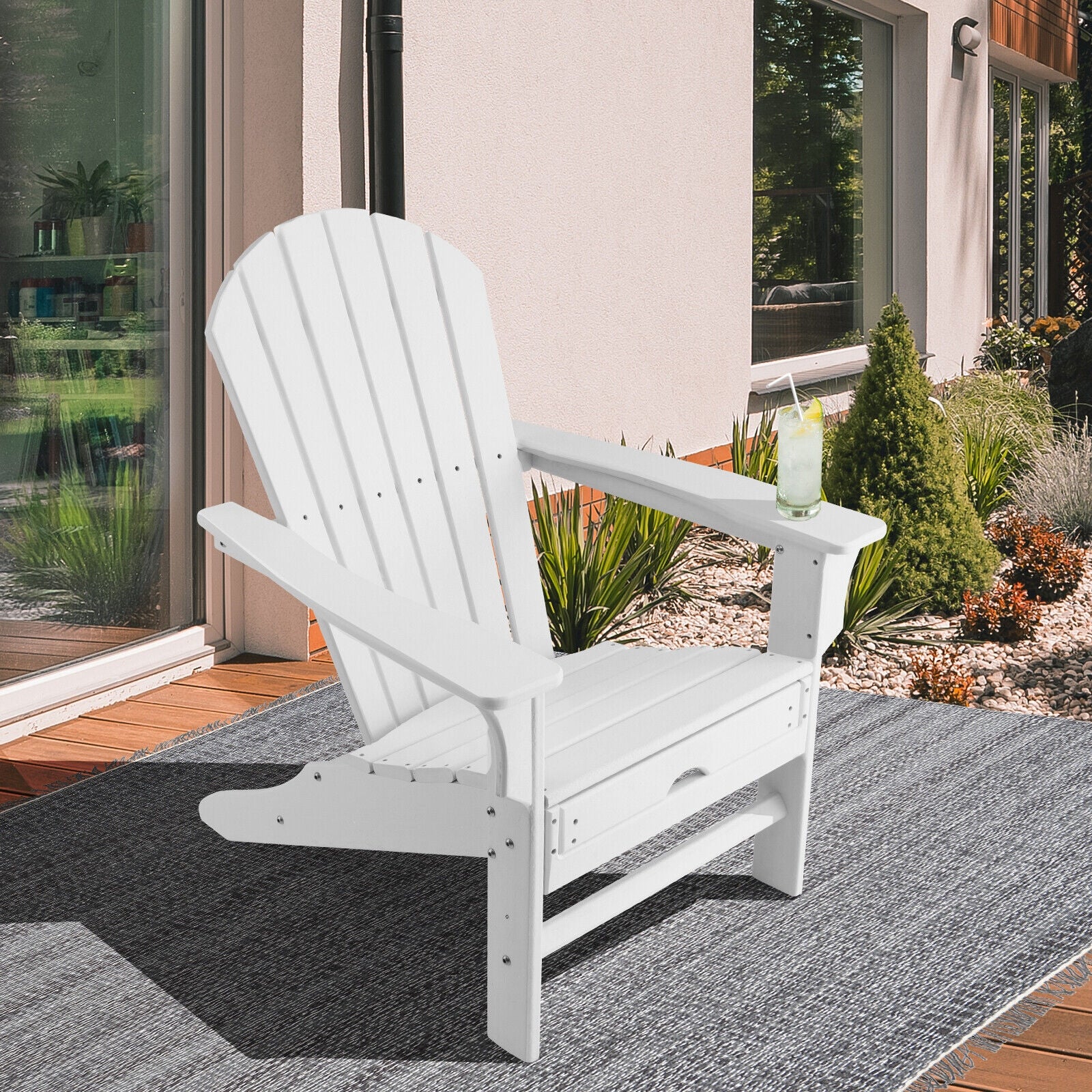 HDPE Adirondack Chair With Retractable Ottoman, White Adirondack Chairs at Gallery Canada