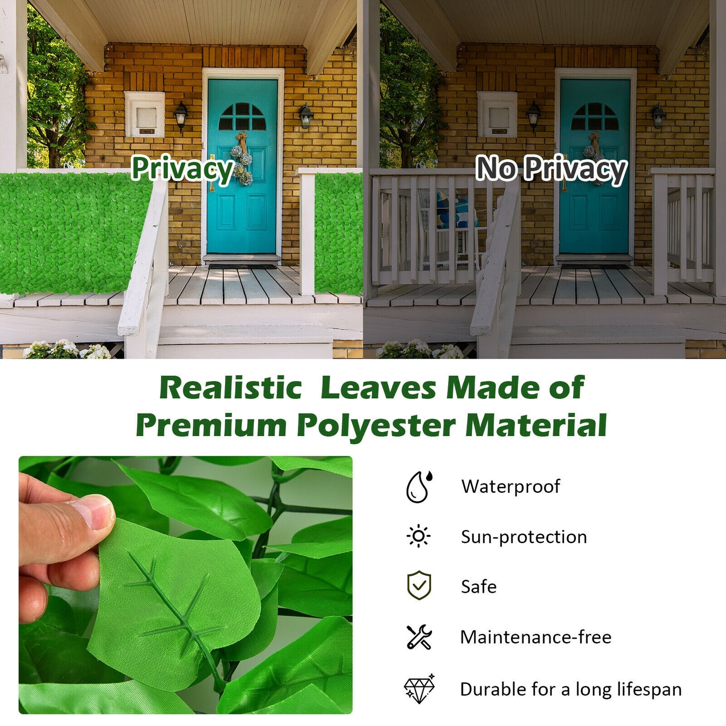 4 Pieces 118 x 39 Inch Artificial Ivy Privacy Fence, Light Green Decorative Fencing & Flooring at Gallery Canada