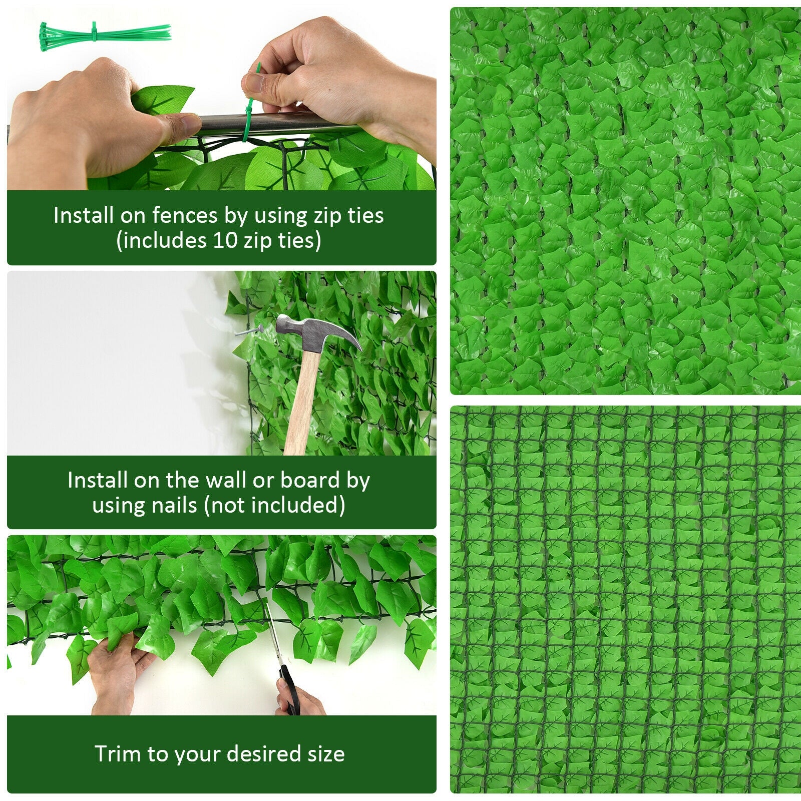 4 Pieces 118 x 39 Inch Artificial Ivy Privacy Fence, Light Green Decorative Fencing & Flooring at Gallery Canada