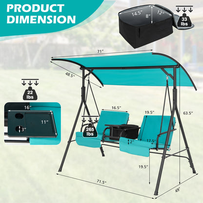 Porch Swing Chair, Adjustable Canopy, Turquoise Porch Swings at Gallery Canada