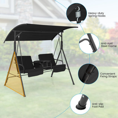Porch Swing Chair, Adjustable Canopy, Black Porch Swings at Gallery Canada