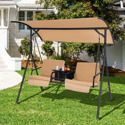 Porch Swing Chair, Adjustable Canopy, Beige Porch Swings at Gallery Canada