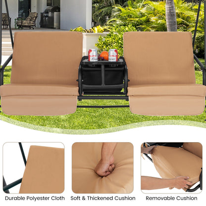 Porch Swing Chair, Adjustable Canopy, Beige Porch Swings at Gallery Canada