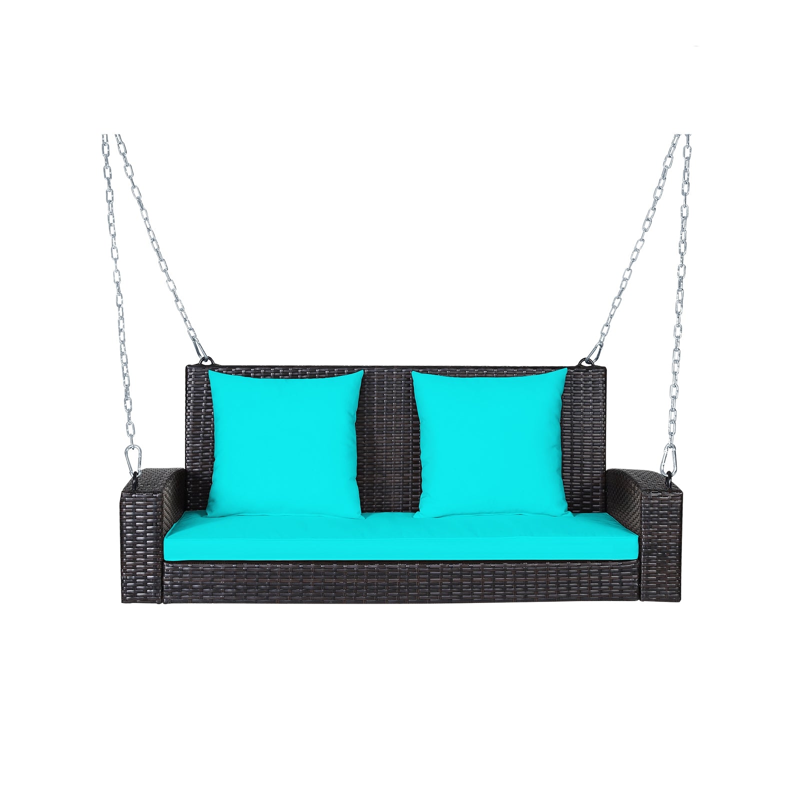 2-Person Rattan Porch Swing With Cushions, Turquoise Porch Swings at Gallery Canada