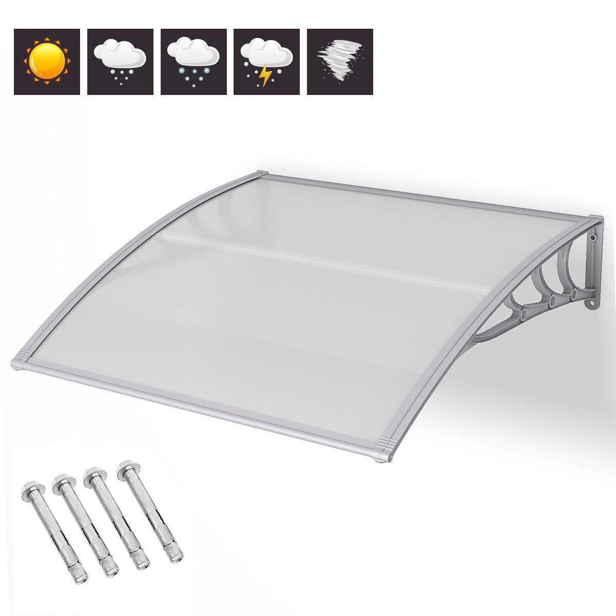 40 x 40 Inch Polycarbonate Outdoor Front Door Window Awning Canopy, Gray Outdoor Shades at Gallery Canada