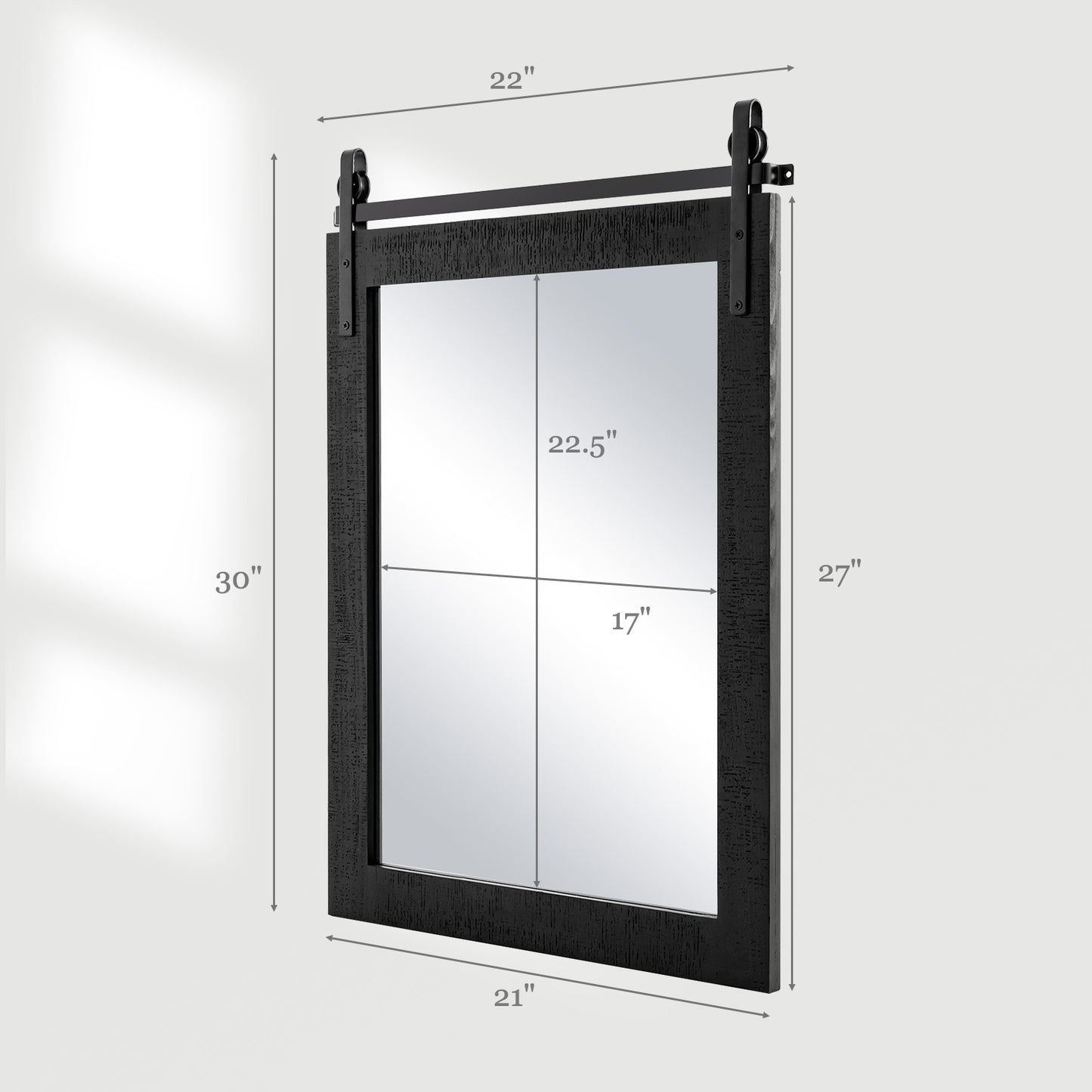 30 x 22 Inch Wall Mount Mirror, Wood Frame, Black Wall Mirrors at Gallery Canada