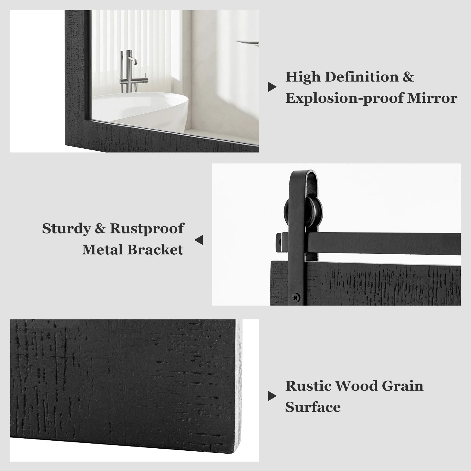 30 x 22 Inch Wall Mount Mirror, Wood Frame, Black Wall Mirrors at Gallery Canada
