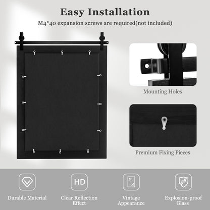 30 x 22 Inch Wall Mount Mirror, Wood Frame, Black Wall Mirrors at Gallery Canada