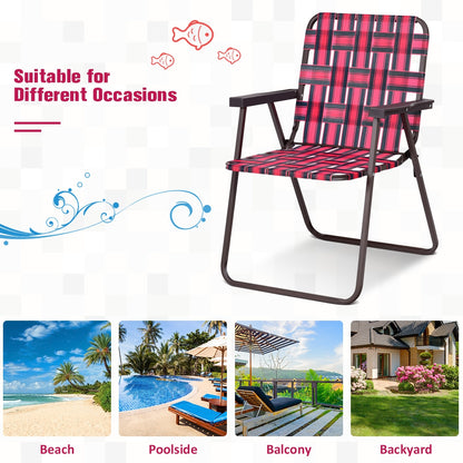 Folding Beach Chair, Camping Lawn Webbing Chair, 6 Pieces, Red Beach & Lawn Chairs at Gallery Canada
