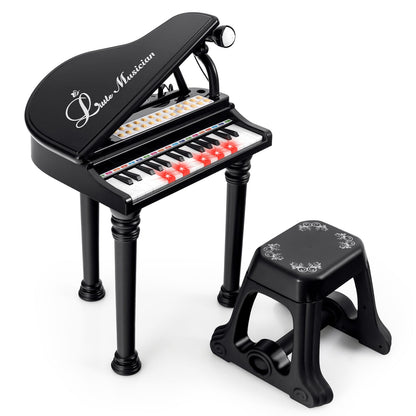 31 Keys Kids Piano Keyboard With Stool, Black Pianos & Keyboards Black at Gallery Canada