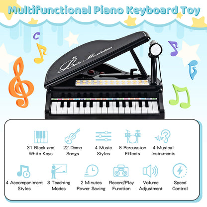 31 Keys Kids Piano Keyboard With Stool, Black Pianos & Keyboards at Gallery Canada