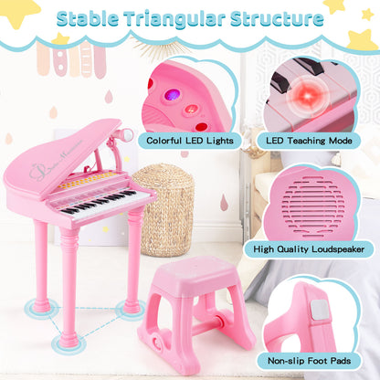 31 Keys Kids Piano Keyboard, With Stool And Lid, Pink Pianos & Keyboards at Gallery Canada
