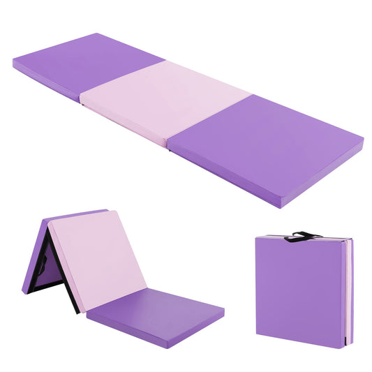 6 x 2 FT Tri-Fold Gym Mat, Handles, Removable Cover, Pink Purple Yoga & Gym Mats Pink & Purple at Gallery Canada