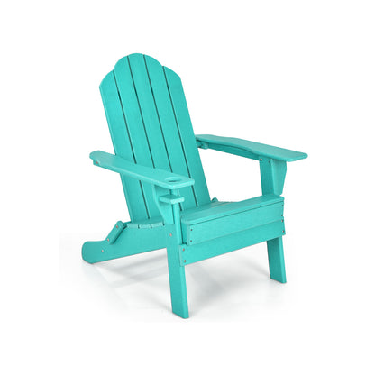 Foldable Weather Resistant Patio Chair With Cup Holder, Turquoise Adirondack Chairs Turquoise at Gallery Canada