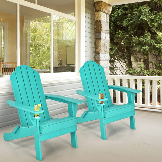 Foldable Weather Resistant Patio Chair With Cup Holder, Turquoise Adirondack Chairs Turquoise at Gallery Canada