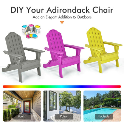 Foldable Weather Resistant Patio Chair, With Cup Holder, Gray Adirondack Chairs at Gallery Canada