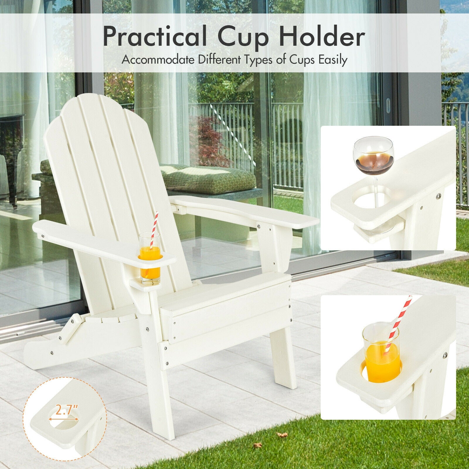 Foldable Weather Resistant Patio Chair, White Adirondack Chairs at Gallery Canada
