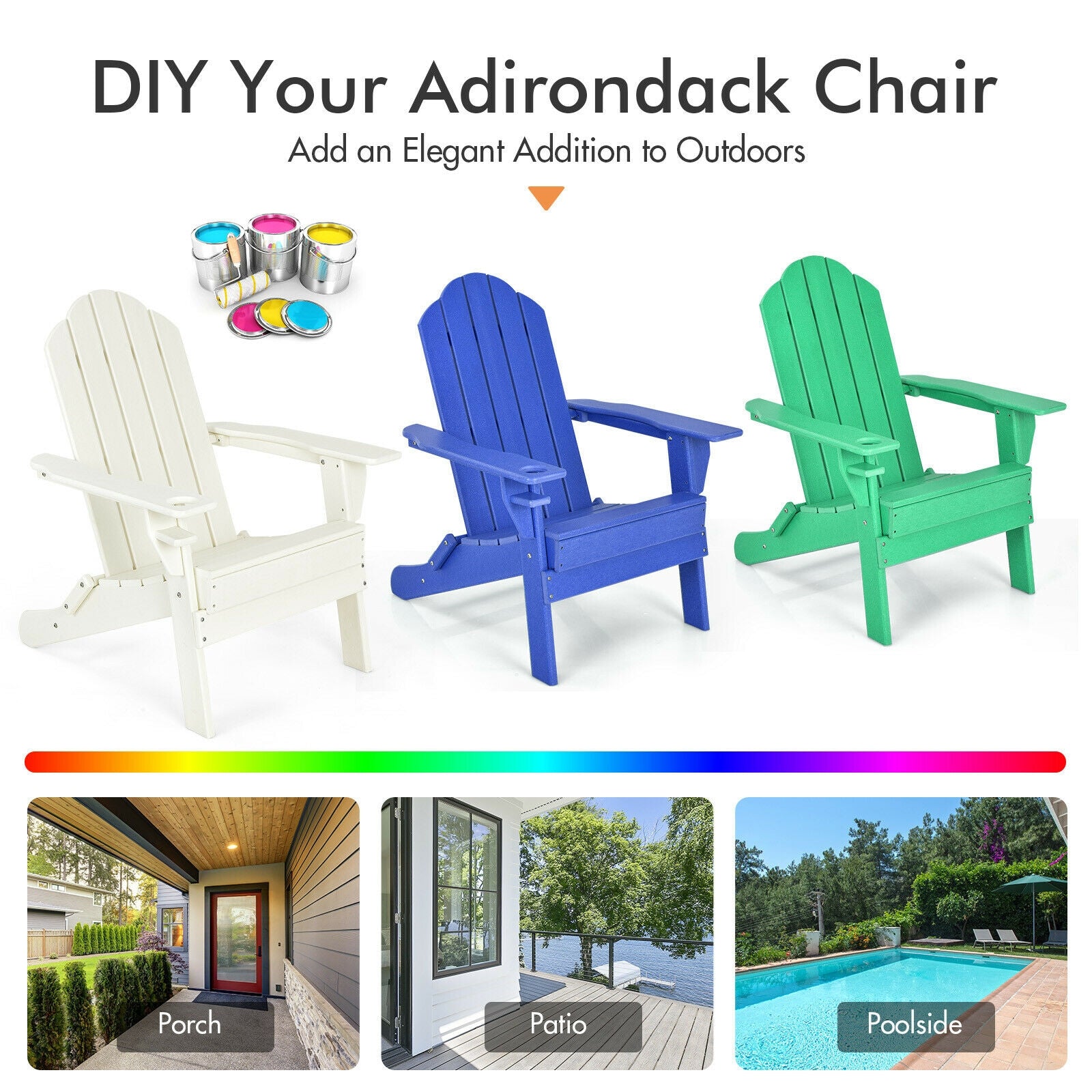 Foldable Weather Resistant Patio Chair, White Adirondack Chairs at Gallery Canada
