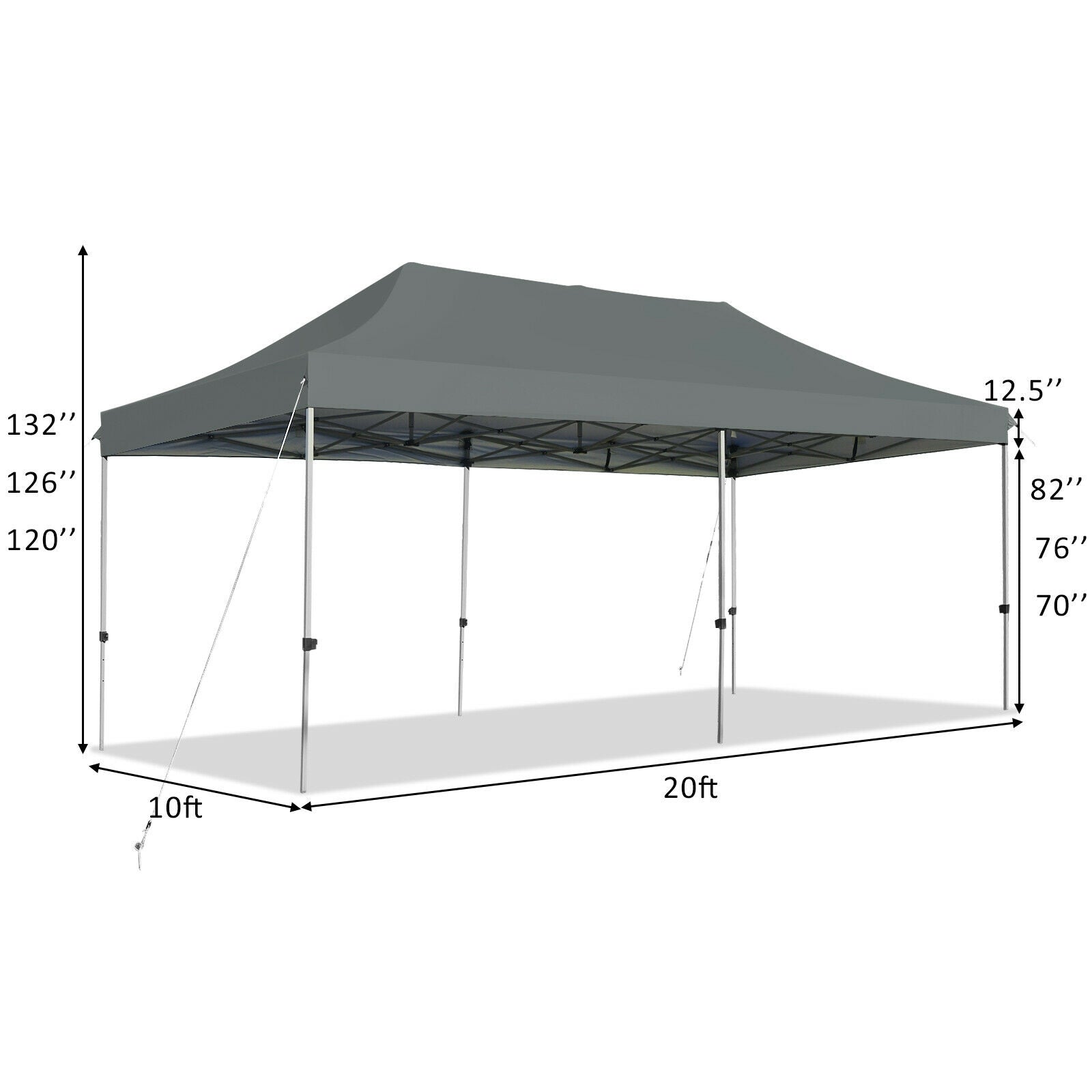 10 x 20 Feet Adjustable Folding Sun Shelter, With Carrying Bag, Gray Canopies at Gallery Canada