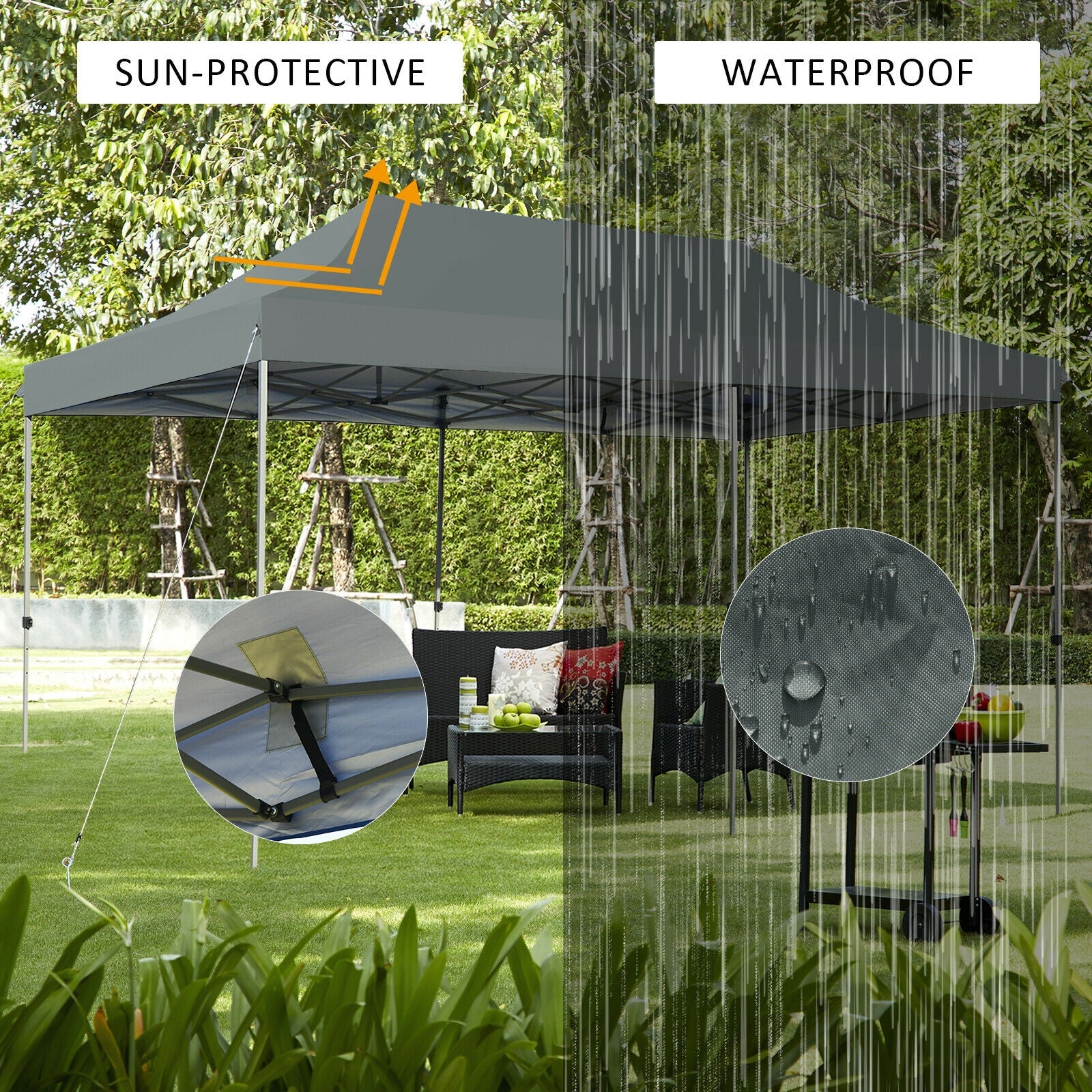 10 x 20 Feet Adjustable Folding Sun Shelter, With Carrying Bag, Gray Canopies at Gallery Canada