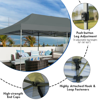 10 x 20 Feet Adjustable Folding Sun Shelter, With Carrying Bag, Gray Canopies at Gallery Canada