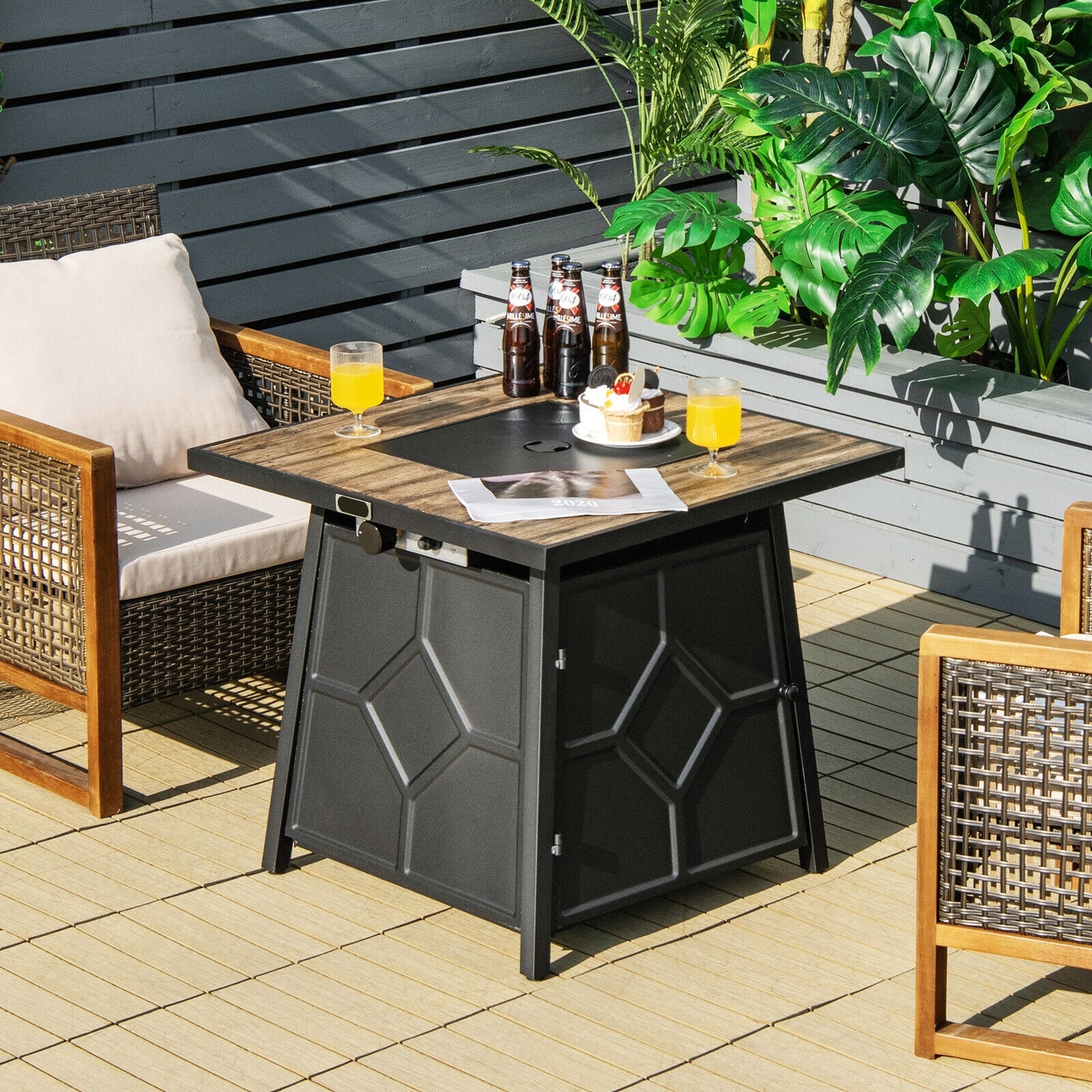 40,000 BTU 28 Inch Propane Gas Fire Pit Table, Black Fire Pit Tables at Gallery Canada