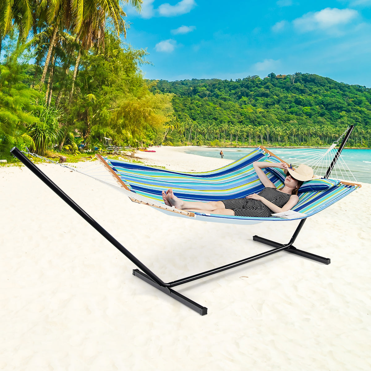 Foldable Portable Patio Hammock Swing Chair Bed, Blue Green Hammocks at Gallery Canada