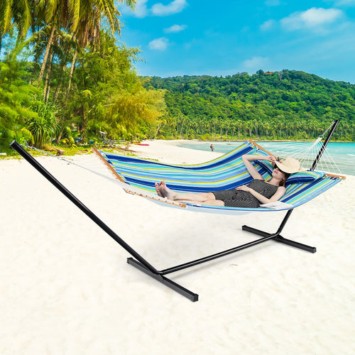 Foldable Portable Patio Hammock Swing Chair Bed, Blue Green