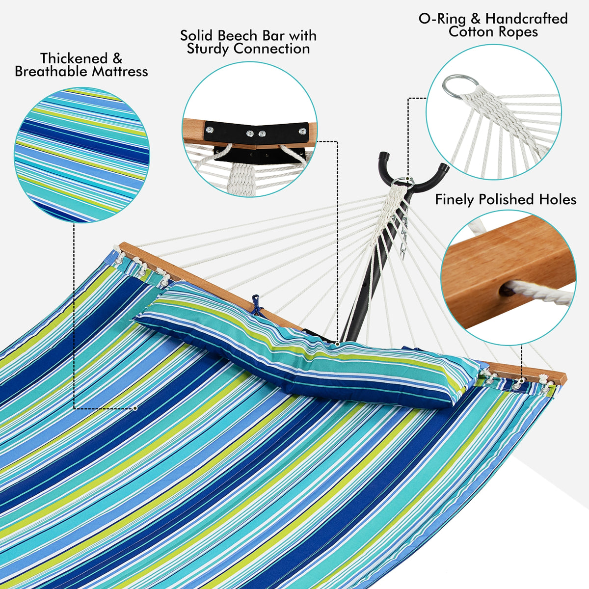 Foldable Portable Patio Hammock Swing Chair Bed, Blue Green Hammocks at Gallery Canada