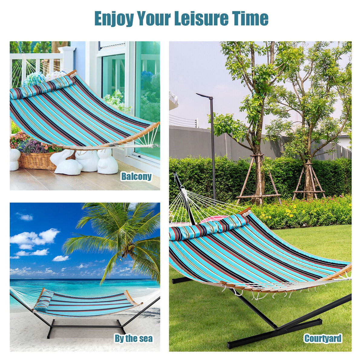 Outdoor Hammock With Detachable Pillow, Blue Hammocks at Gallery Canada