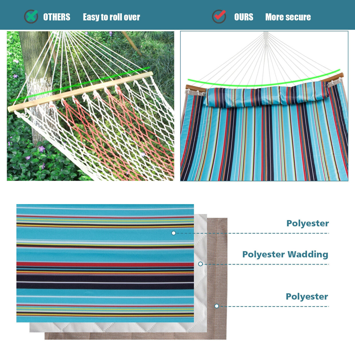 Outdoor Hammock With Detachable Pillow, Blue Hammocks at Gallery Canada