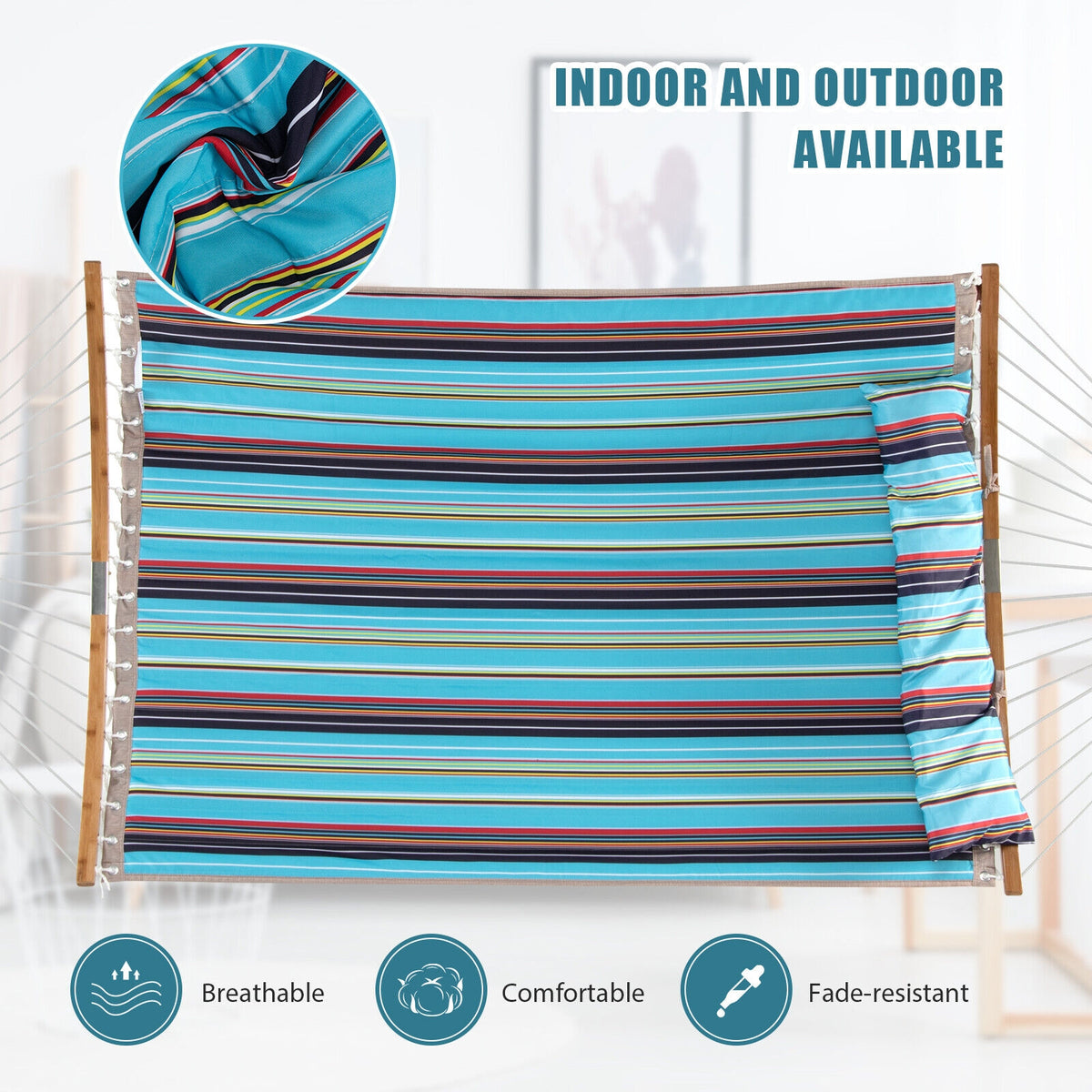 Outdoor Hammock With Detachable Pillow, Blue Hammocks at Gallery Canada