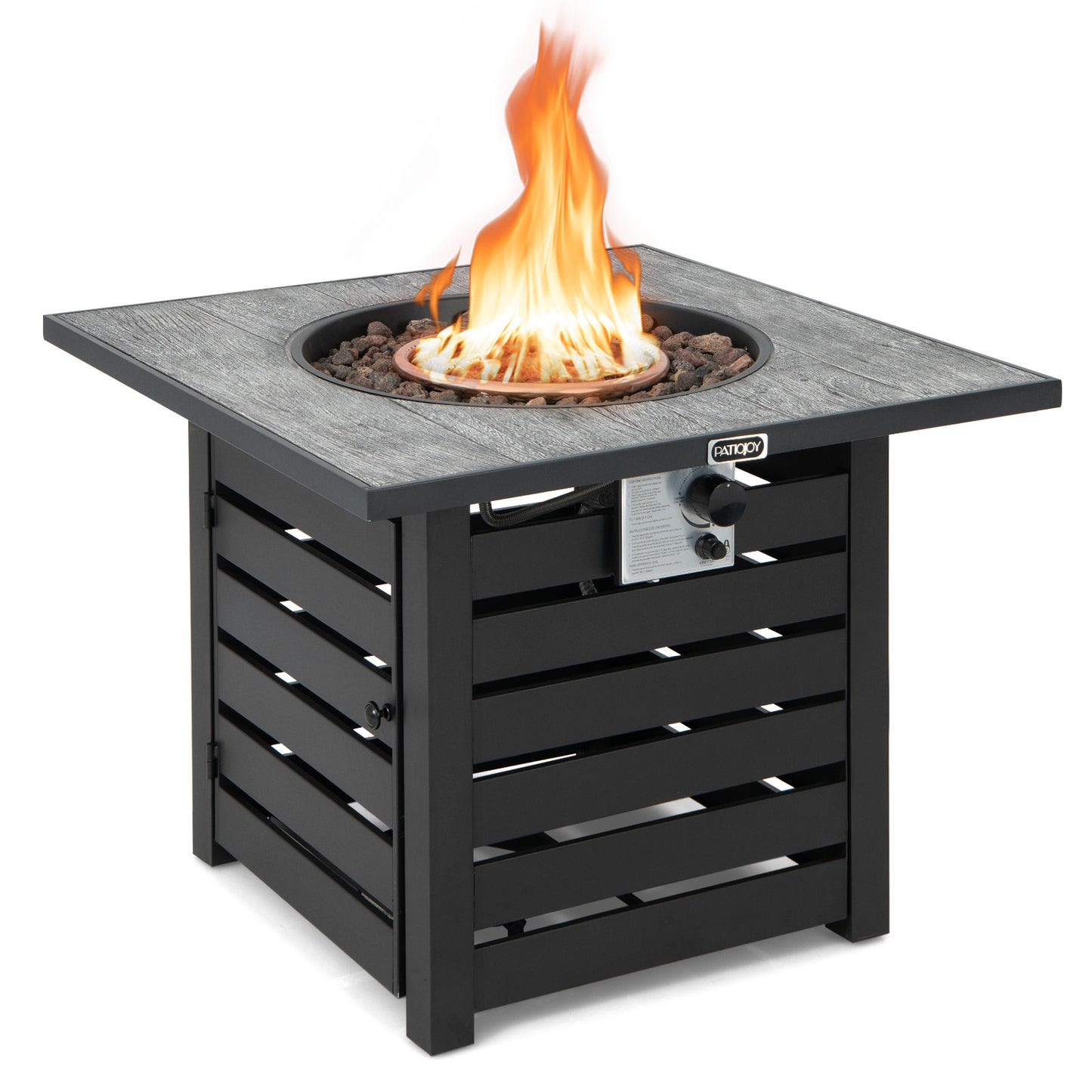 Square Propane Fire Pit Table With Lava Rocks, Rain Cover, Black Fire Pit Tables at Gallery Canada