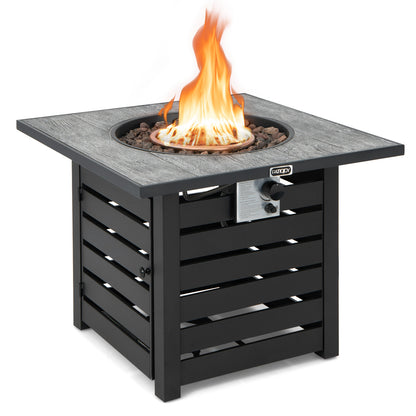 Square Propane Fire Pit Table With Lava Rocks, Rain Cover, Black Fire Pit Tables at Gallery Canada