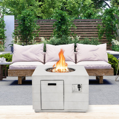 34 Inch Square Concrete Fire Pit Table, 50,000 BTU, Gray Fire Pit Tables at Gallery Canada