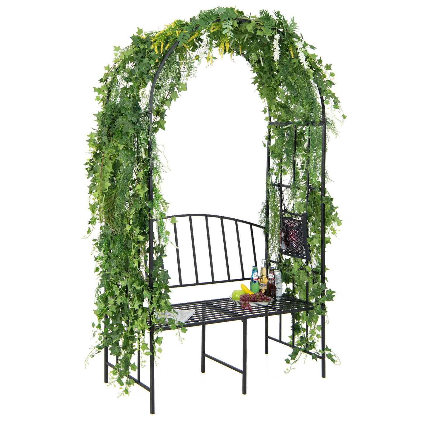 Steel Garden Arch With 2-Seat Bench, Black Outdoor Benches at Gallery Canada