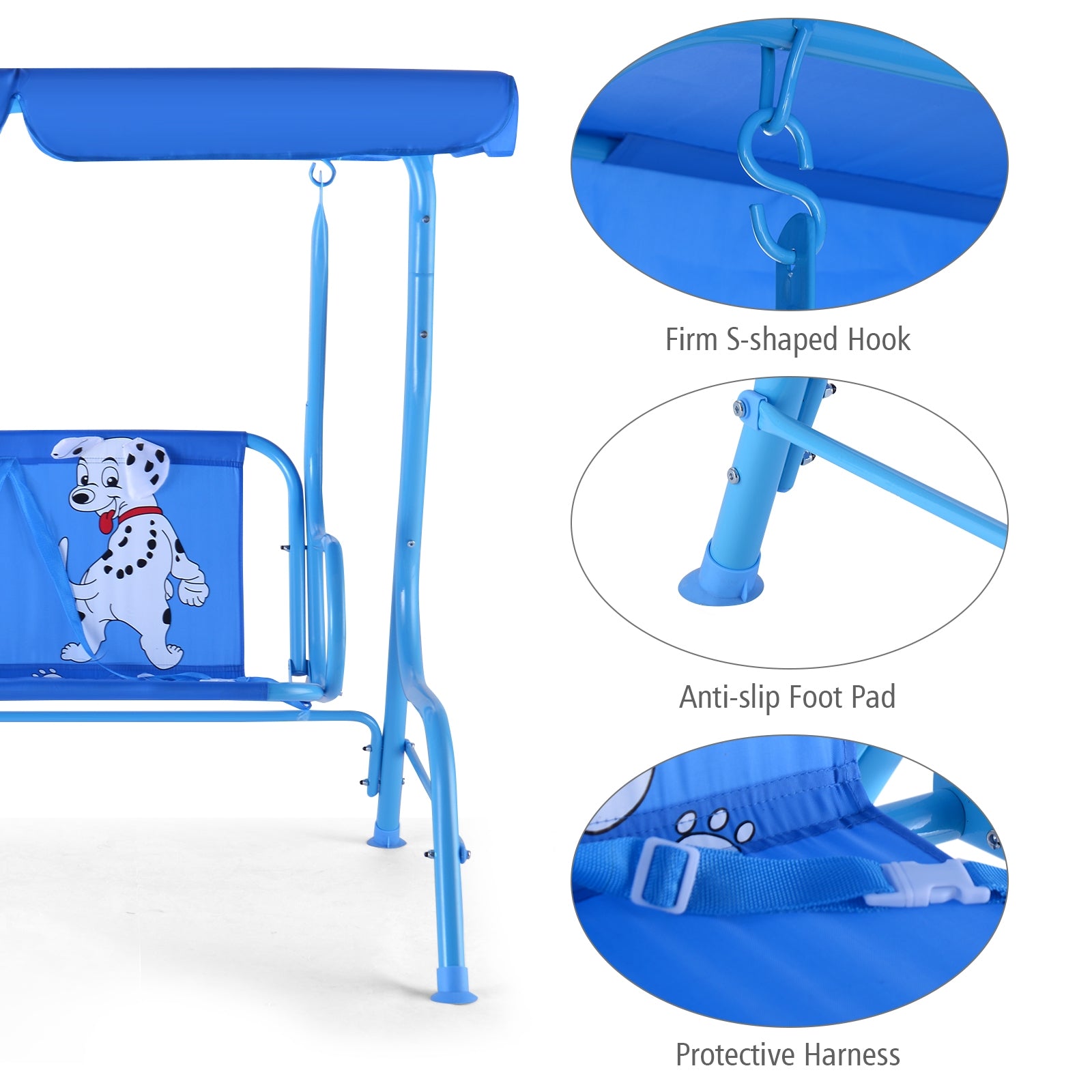 Outdoor Kids Swing Bench With Canopy, 2 Seats, Blue Porch Swings at Gallery Canada