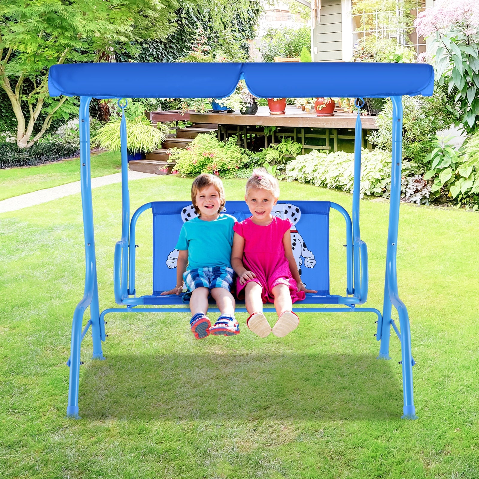 Outdoor Kids Swing Bench With Canopy, 2 Seats, Blue Porch Swings at Gallery Canada