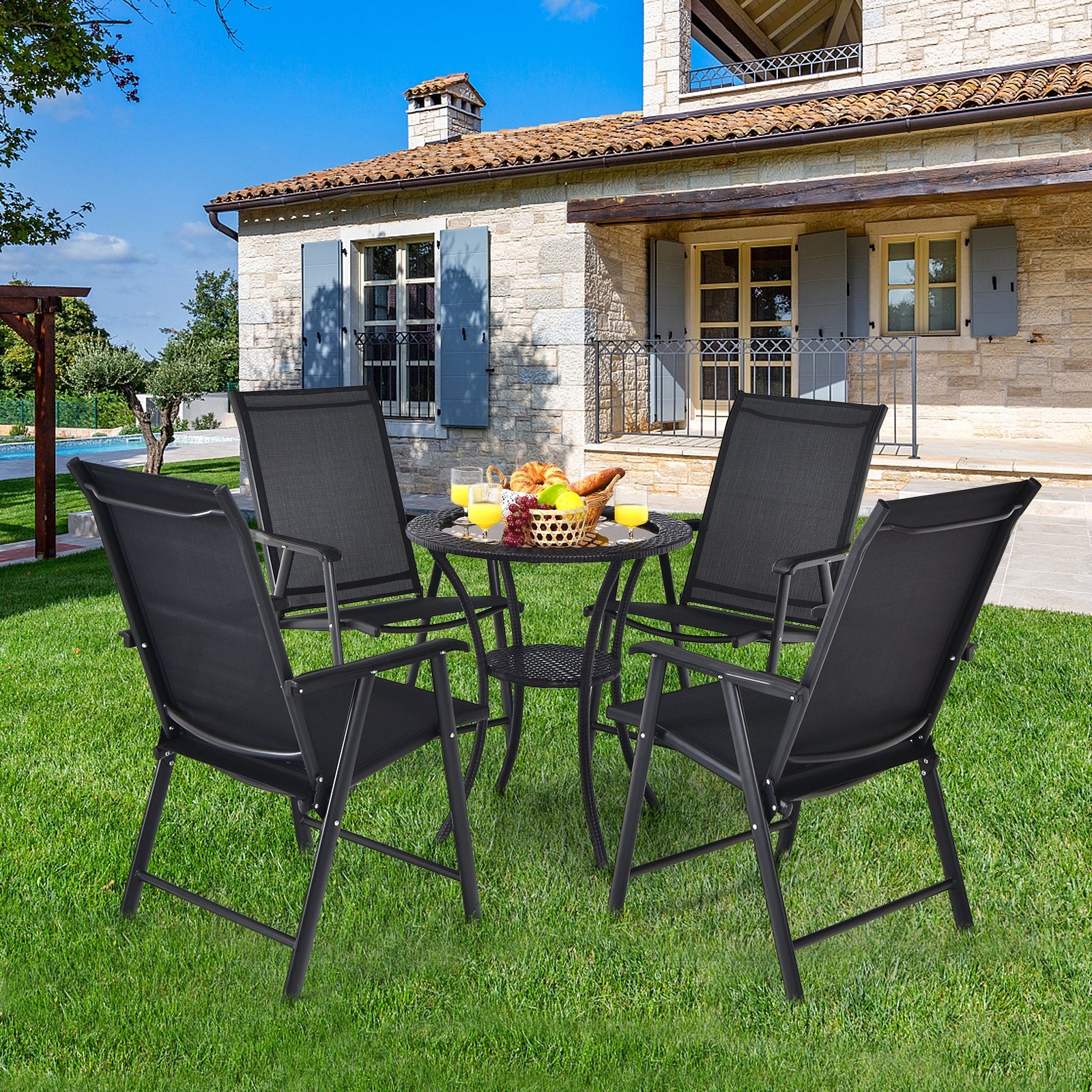 4-Pack Portable Folding Chairs, Outdoor Camping, Black Patio Dining Chairs at Gallery Canada