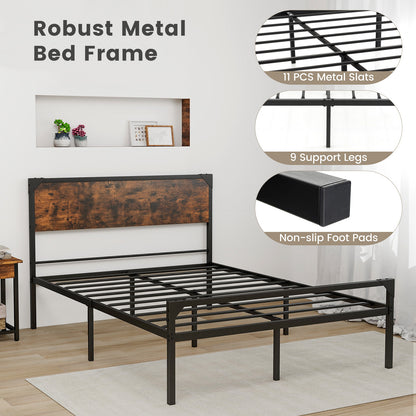 Full Size Platform Bed With Rustic Headboard, Footboard, Black Simple Bed Frame at Gallery Canada
