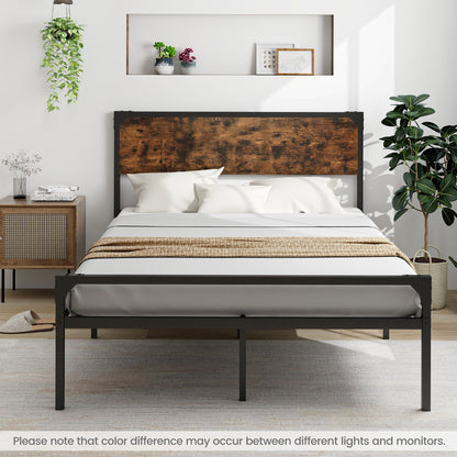 Full Size Platform Bed With Rustic Headboard, Footboard, Black Simple Bed Frame at Gallery Canada
