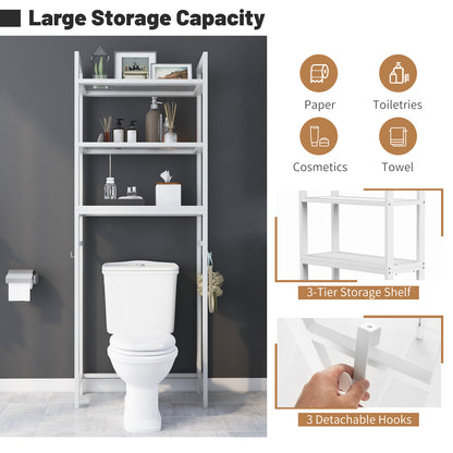Over-The-Toilet Storage Shelf, Metal Bathroom Organizer Hooks, White Bathroom Etagere at Gallery Canada