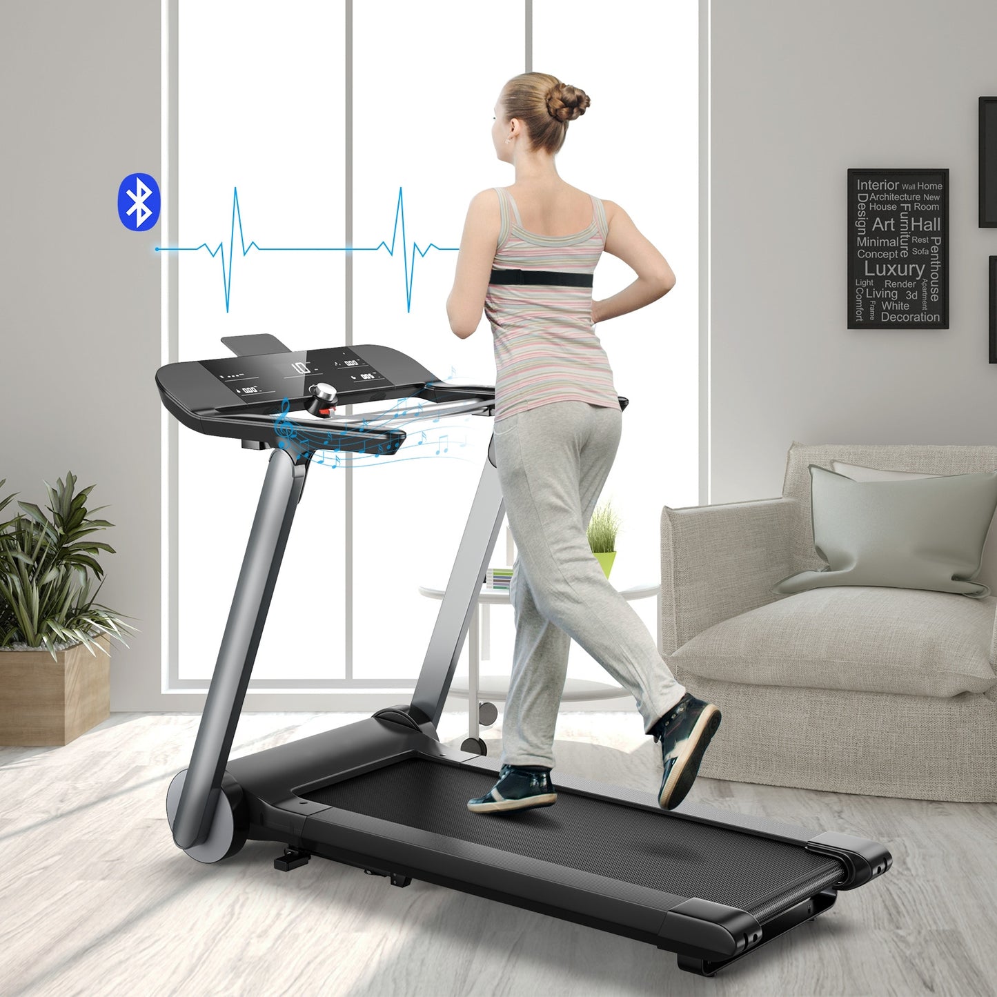 Italian Designed Folding Treadmill, Black Treadmills at Gallery Canada