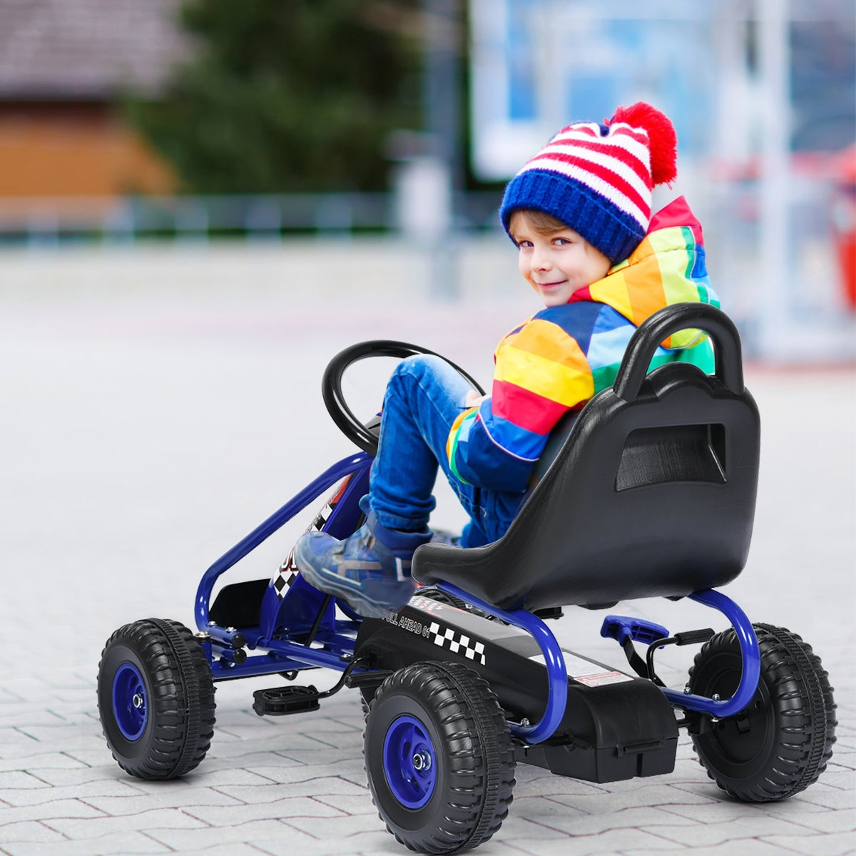4 Wheel Pedal Powered Ride On, Adjustable Seat, Blue Powered Ride On Toys at Gallery Canada