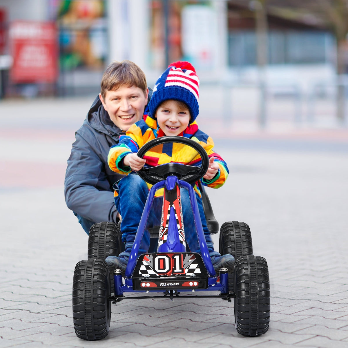 4 Wheel Pedal Powered Ride On, Adjustable Seat, Blue Powered Ride On Toys at Gallery Canada