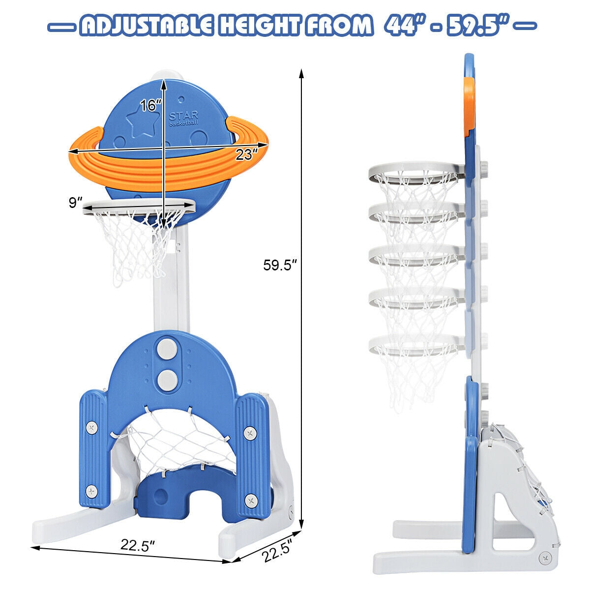 Kids Basketball Hoop Set, 3 In 1, Blue Toy Sports at Gallery Canada