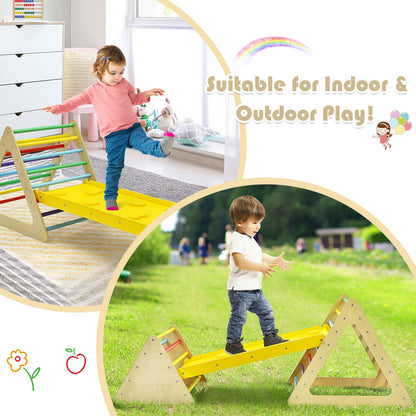 Wooden Triangle Climber With Ramp, 2-Piece Set, Multicolor Climbers & Slides at Gallery Canada