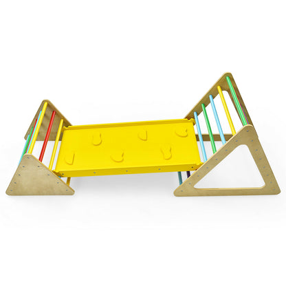 Wooden Triangle Climber With Ramp, 2-Piece Set, Multicolor Climbers & Slides at Gallery Canada