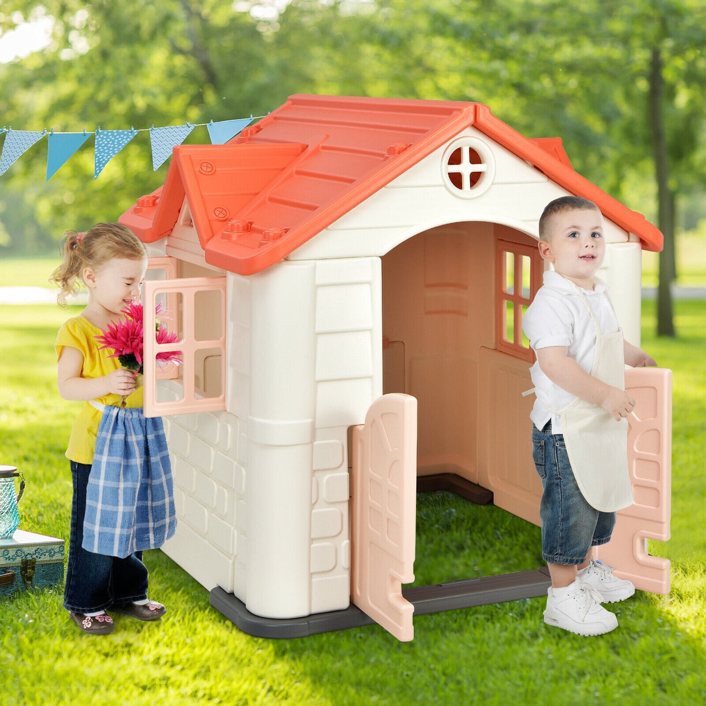 Kids Playhouse Pretend Toy House, 7 Piece Set, Pink Play Tents & Playhouse at Gallery Canada