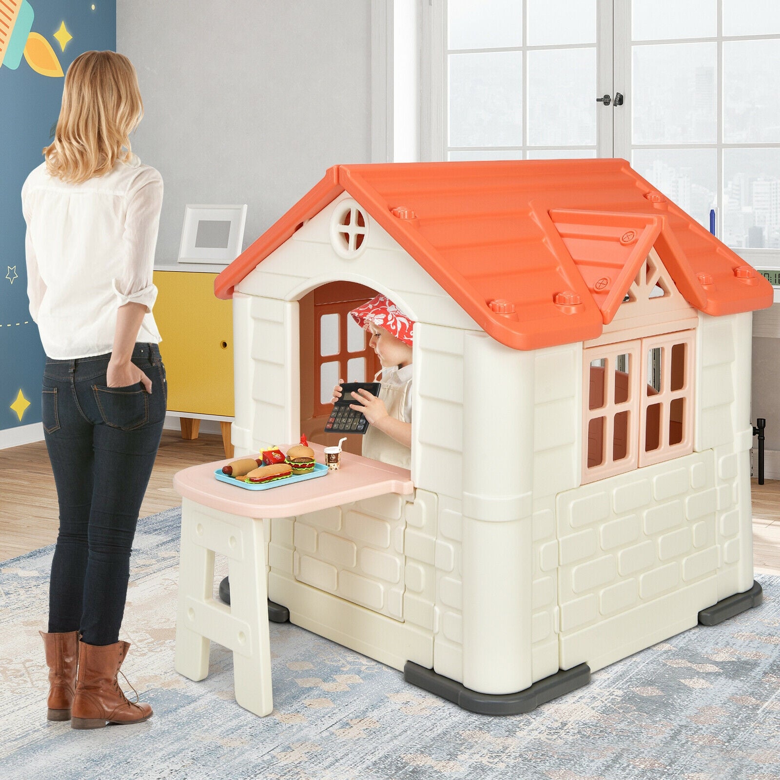 Kids Playhouse Pretend Toy House, 7 Piece Set, Pink Play Tents & Playhouse at Gallery Canada